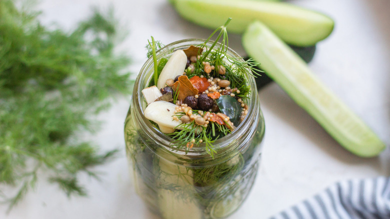 jar of pickles with spices