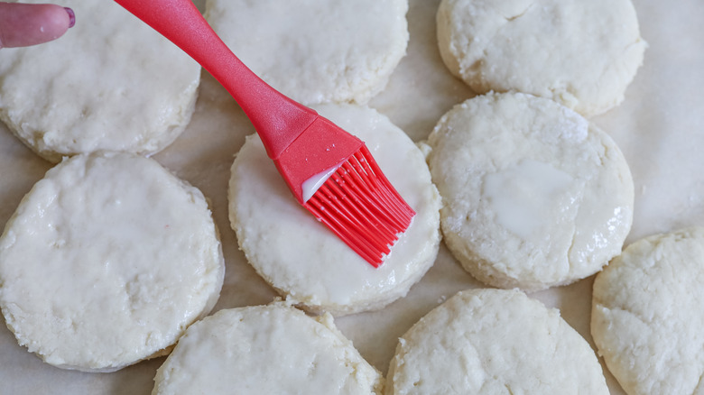 pastry brush and unbaked scones