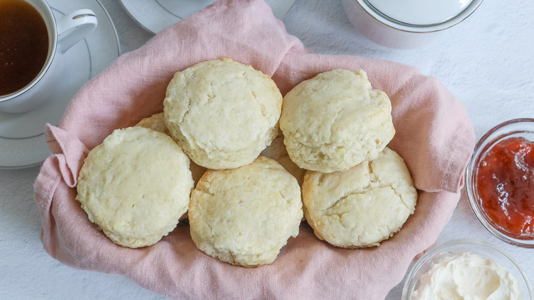 scones in fabric-lined basket