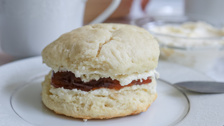 scone with jam in the middle