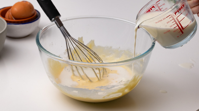 Whisking batter in a bowl 