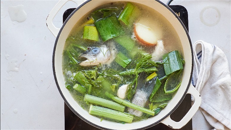 fish and vegetables in water