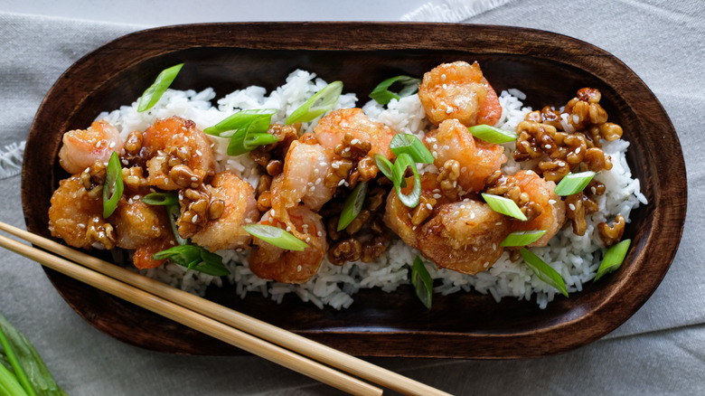 honey-walnut fried shrimp plate