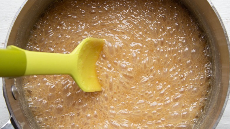 boiling butter and sugar mixture