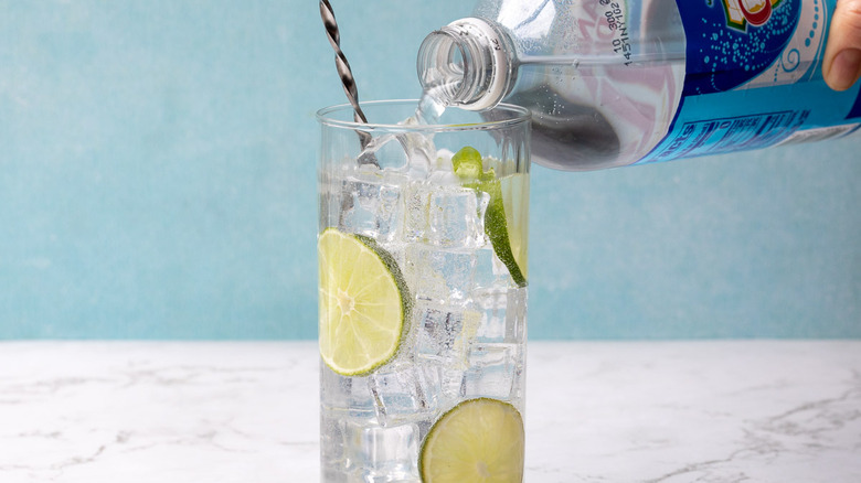 club soda in glass