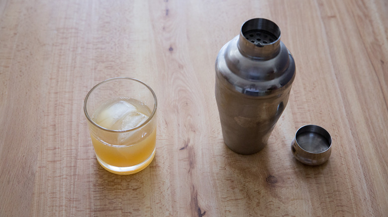 cocktail strained into glass