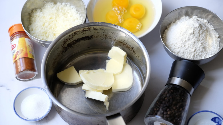 Classic Gougères ingredients 