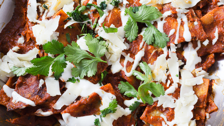 Close up on chilaquiles