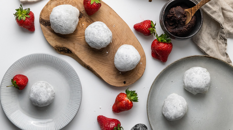 classic homemade mochi on tray