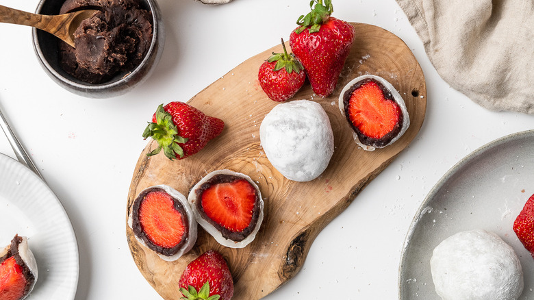 classic homemade mochi on tray