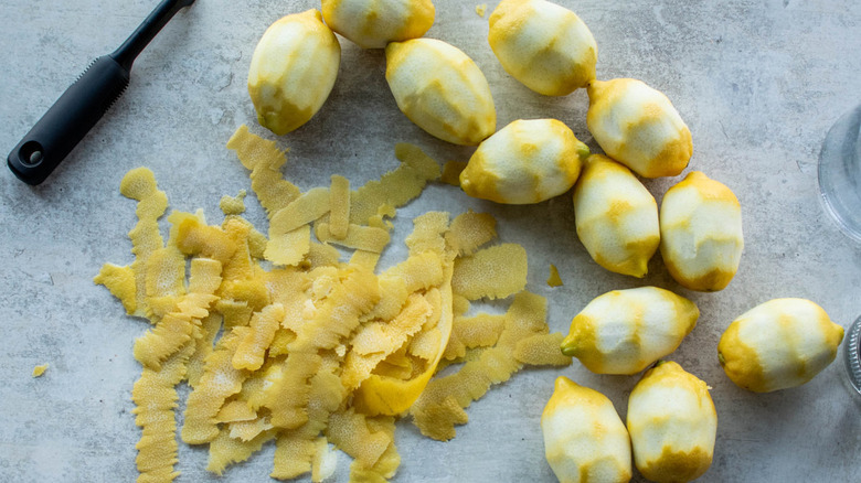 zested lemons with vegetable peeler