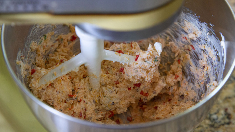 pimento cheese in stand mixer
