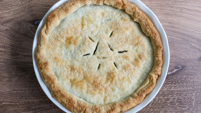 golden pie crust on counter