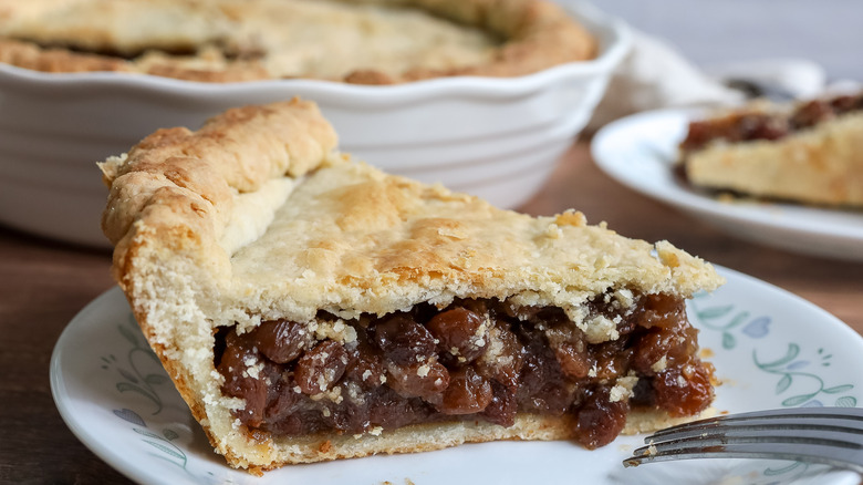 closeup raisin pie slice