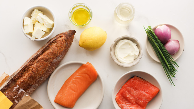 Ingredients for salmon rillettes