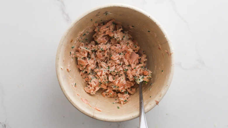 Smoked salmon mix in bowl