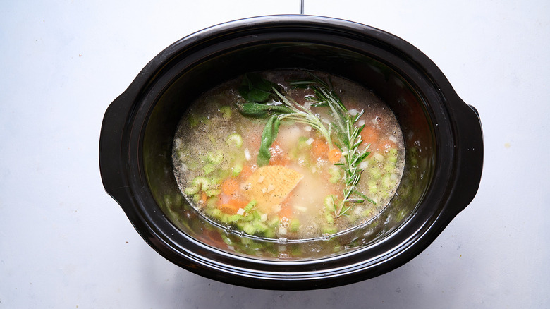 chicken noodle soup in slow cooker