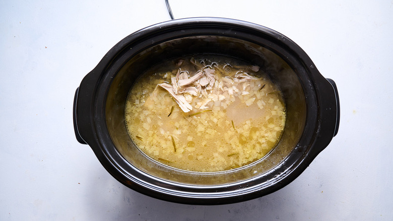 shredded chicken in soup