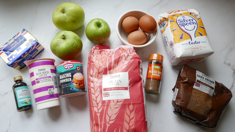 ingredients for spiced apple cake