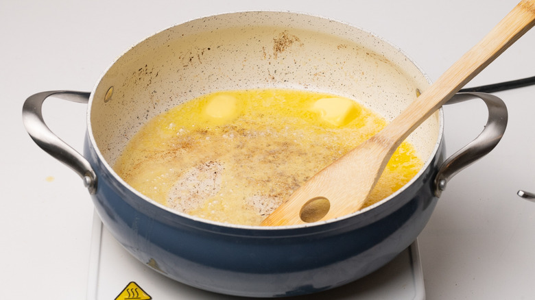 butter melting in a pan