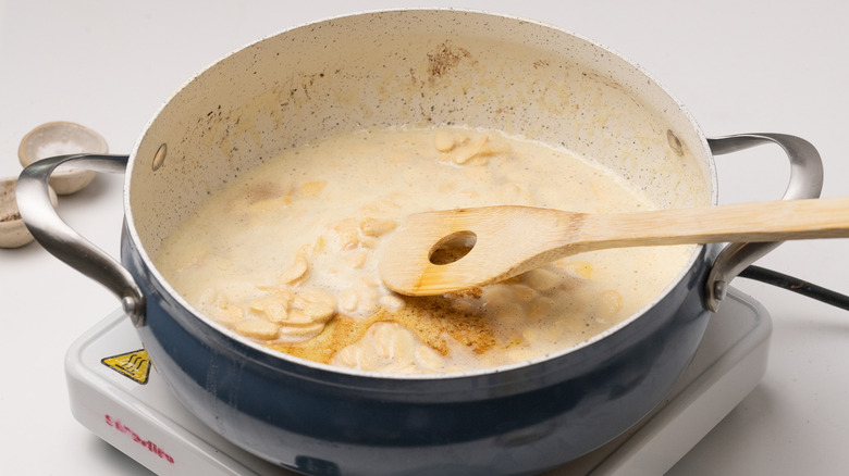 almonds toasting in butter