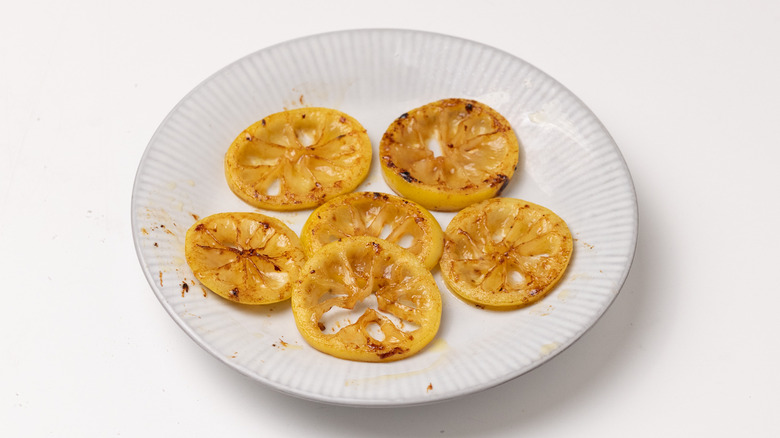 seared lemon on a plate