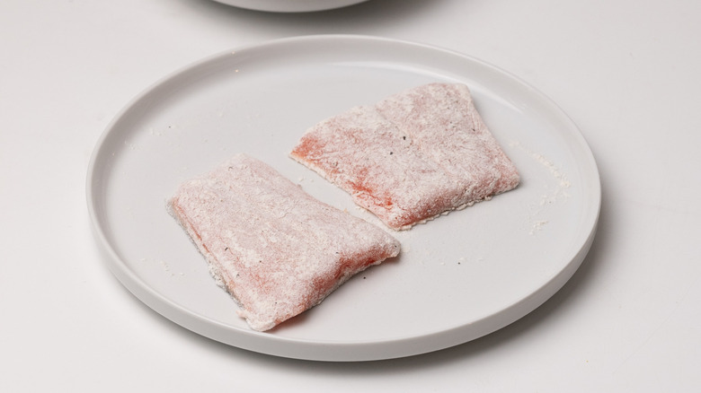 trout coated in flour mixture