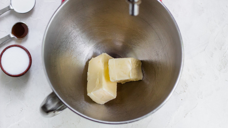 butter in stand mixer bowl