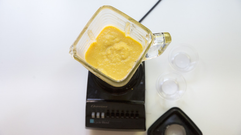 yellow cachapa batter in blender