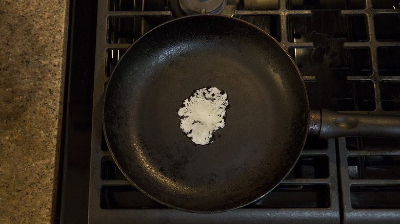 butter melting in frying pan