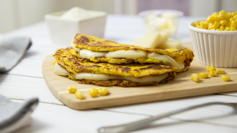 2 cachapas served on table