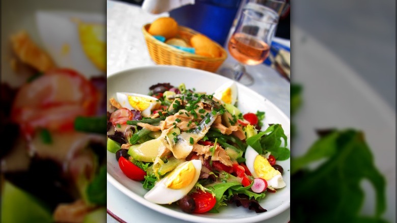 nicoise salad and rose wine