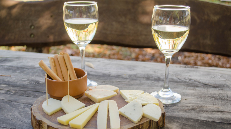 white wine and cheese