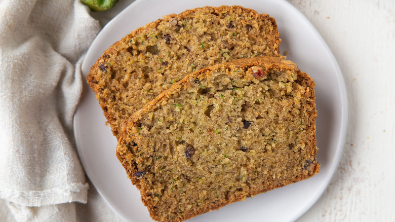 classic zucchini bread on plate 