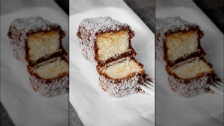 Davis Bakery's coconut bar cut open