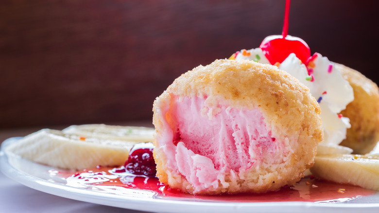 fried strawberry ice cream sundae