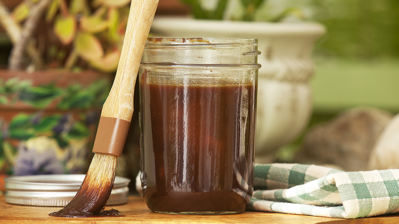 homemade BBQ sauce in jar