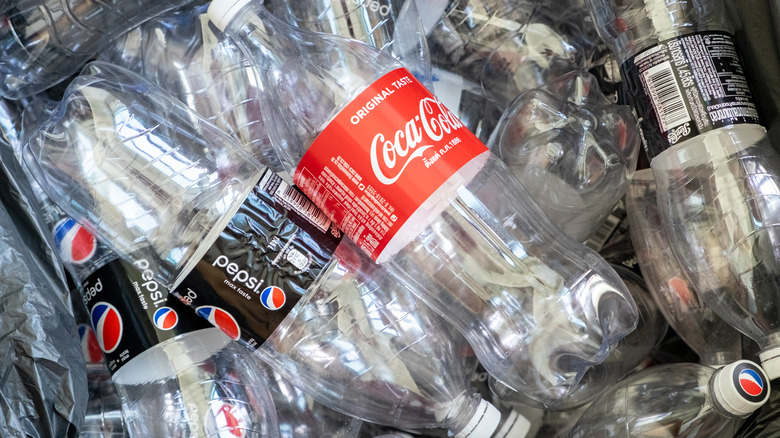Empty plastic soda bottles