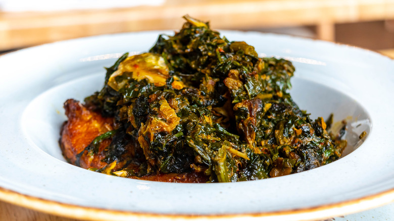 efo riro, Nigerian spinach, edible cockscomb leaves