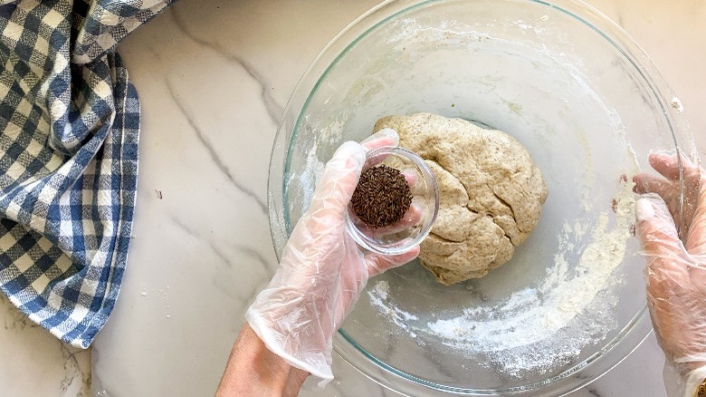 caraway seeds and dough