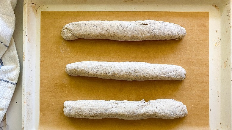 3 loaves on baking sheet