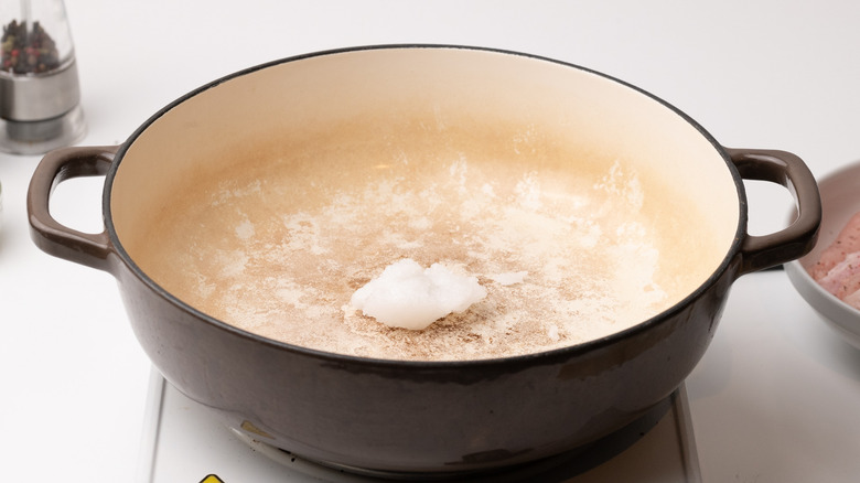 coconut oil in a pan