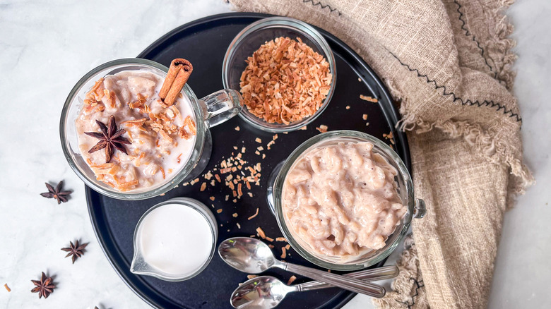 rice pudding with garnishes