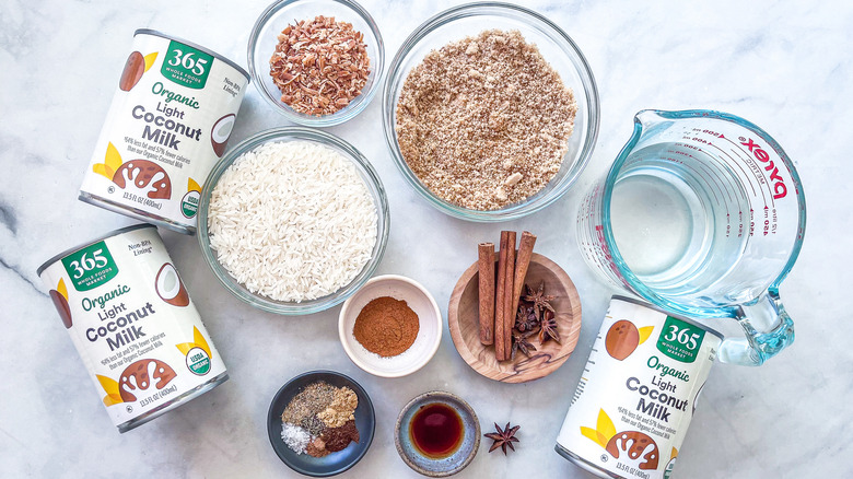 ingredients for coconut rice pudding