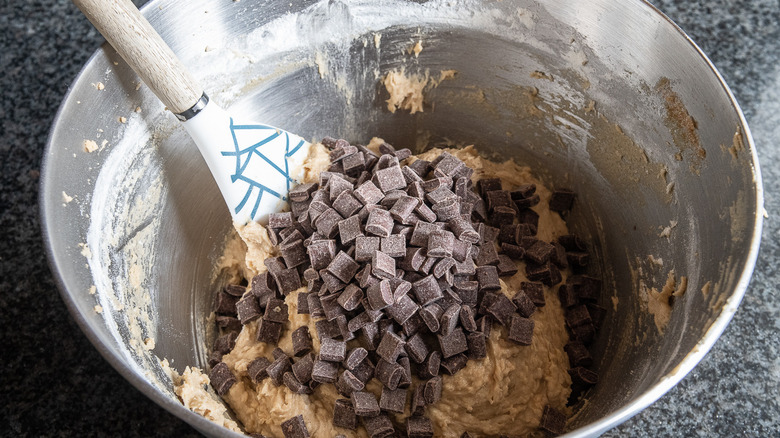 batter with chocolate chips 