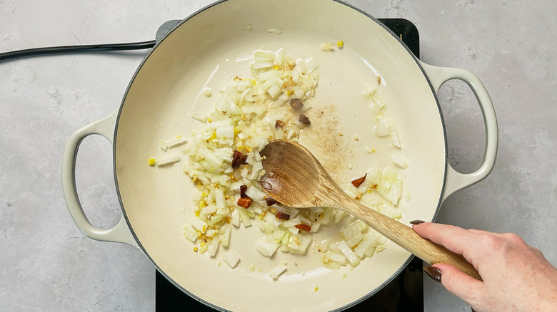 cooking chiles in skillet