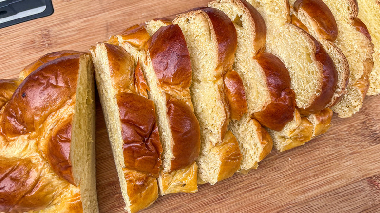 sliced loaf of brioche bread