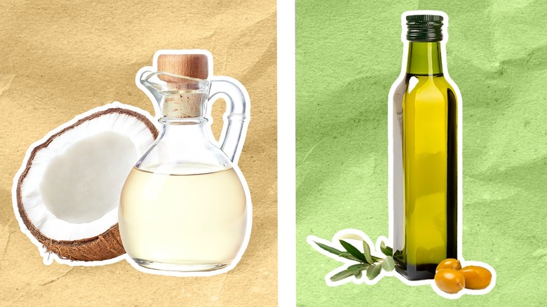 Coconut oil and olive oil side by side