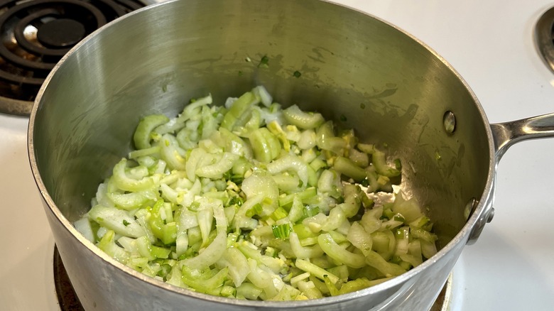 chopped vegetables in pot