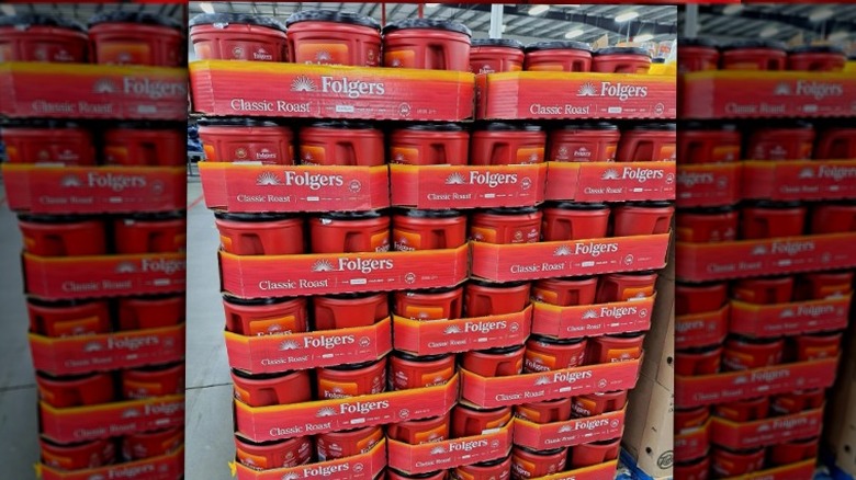 Tubs of Folgers coffee
